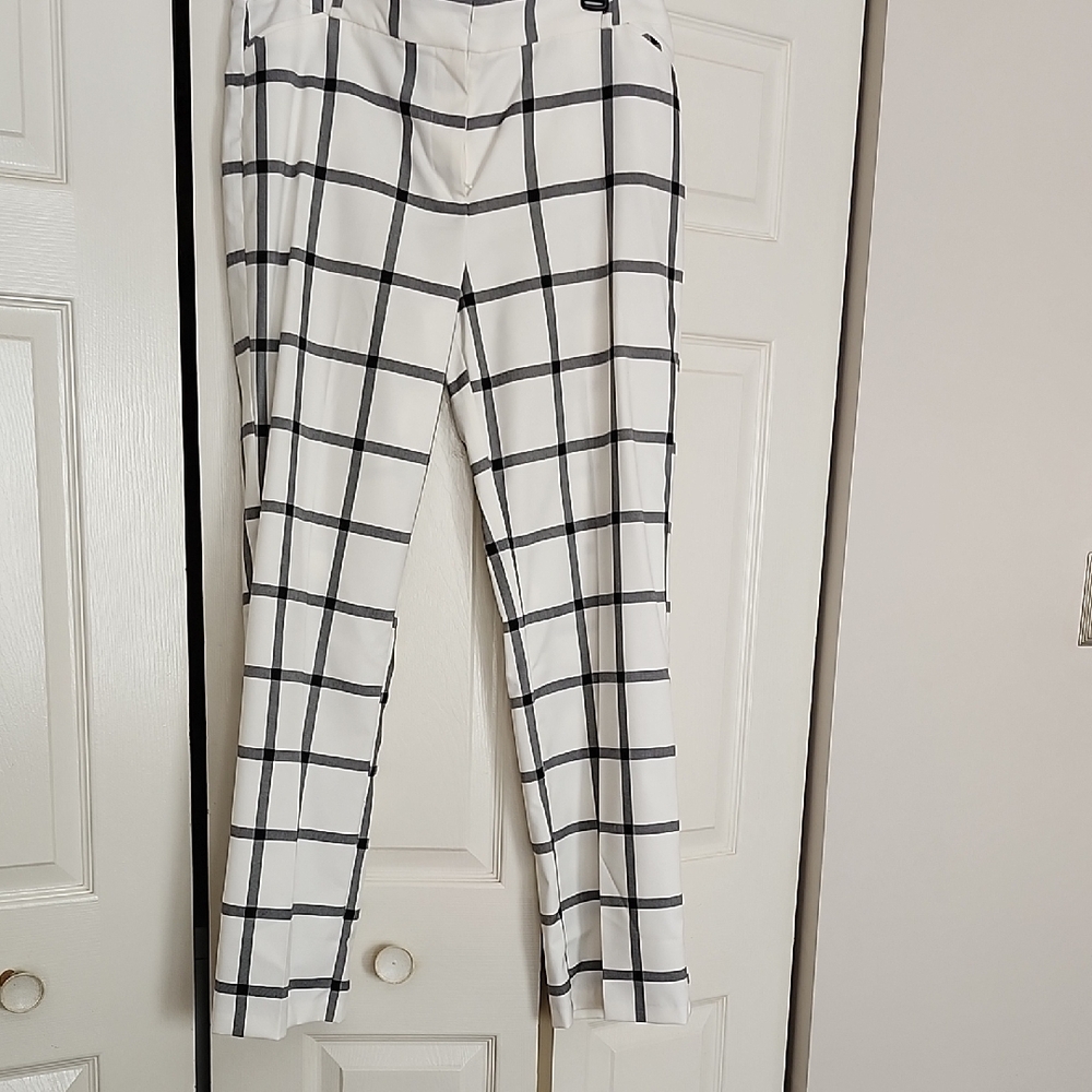 Cato Black and White Grid Pattern Dress Pants